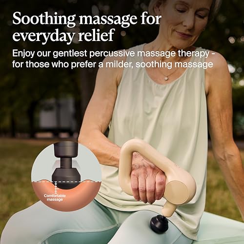 TheraGun Relief by Therabody - Easy-to-Use, Comfortable & Light Handheld Percussion Massage Gun for Everyday Pain Relief Massage Therapy in Neck, Back, Leg, Shoulder and Body (Sand) - color: Sand - 3 Attachments
