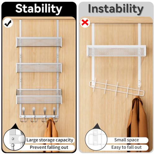 Kaiferty Over The Door Hooks Organizer, Coat Rack Over The Door Storage Hanger Towel Rack, Back of Door Storage Organizer for Bathroom,Bedroom,Kitchen,Office (Silver, 4-Tier) - color: Silver, size: 4-Tier