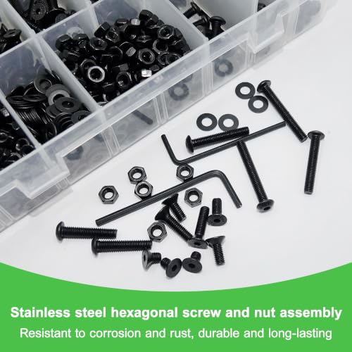 1652Pcs 410 Stainless Steel M3 M4 Screw Kit - 3D Printer Mini Screw, Allen Head&Flat Head&Button Head Assorted kit, Metric Bolts Assortment, Silver Nuts and Bolts for Mechanical Hardware - size: M3/4-1652Pcs