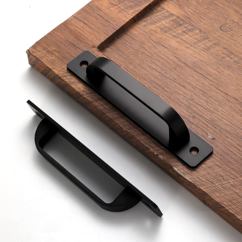 2 Pack 5 Inch 128 mm Matte Black Square Cabinet Handles with Base Plate Aluminum Cabinet Pulls Drawer Pulls - color: FlatBlack, size: 5 Inch
