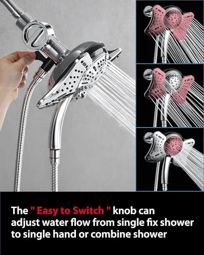 GRICH Shower Head with Handheld Spray - Dual High Pressure Showerhead - color: Silver, size: 2.5 GPM