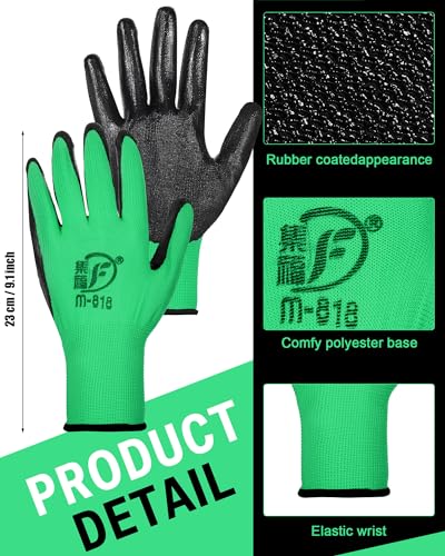 Potchen 72 Pairs Garden Work Gloves Bulk Pack for Men and Women - color: Green
