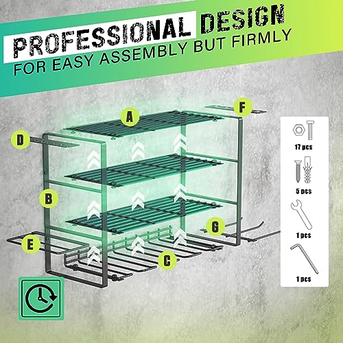 SUNALLY Power Tool Organizer, 4 Drill Holder Wall Mount Tool Storage Rack - style: 4 Drill Holders G