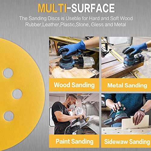 100PCS 5 Inch Sanding Discs 400 Grit Random Orbit Sander Sandpaper - style: Advanced Aluminum Oxide