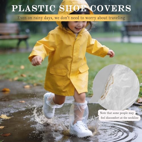 20 Pcs Individually Packaged Kids Waterproof Shoe Covers, Disposable Clear Kids Shoe Ponchos, Anti-Slip Plastic Kids Rain Shoe Covers, Perfect for Kids, Small Feet & Disney Trips (Kids, 20Pcs) - size: Kids S 20Pcs