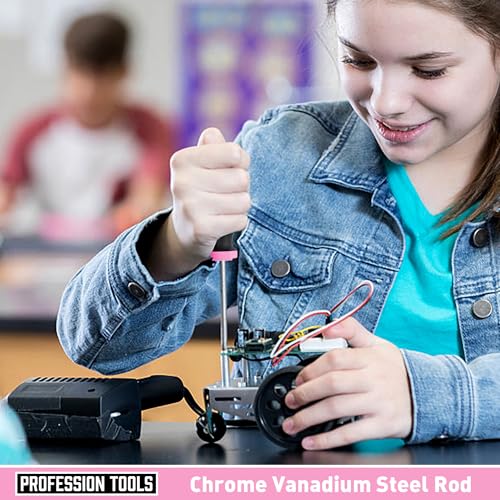 Magnetic Screwdrivers Set with Case, Amartisan 43-piece Includs Slotted, Phillips, Hex, Pozidriv,Torx and Precision Screwdriver Set, Magnetizer Demagnetizer Tools, Tools for Men (Pink)) - style: 43-piece Screwdrivers Set (Pink)