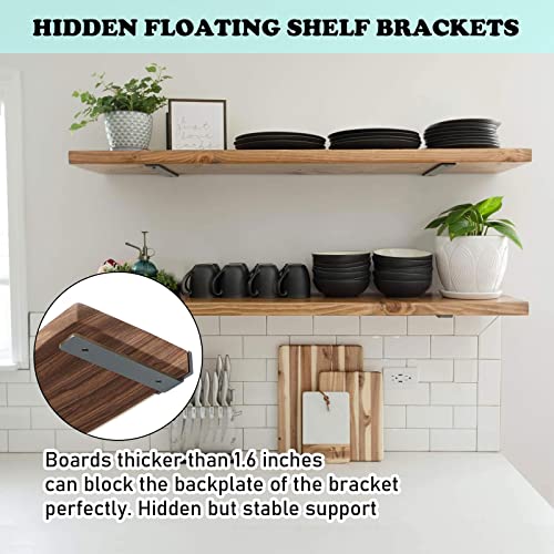 Shelf Brackets Heavy Duty, 5mm Thick Rustic Shelf Brackets for Custom Wood Shelves, 12 Inch Solid Steel Black Shelf Brackets with Hardware Needed (6Pcs) - color: Black, size: 12 Inch