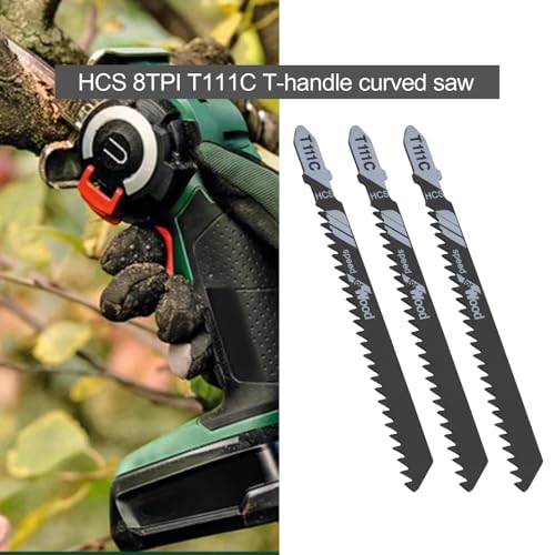 Create idea 20Pcs T111C 8TPI Jigsaw Blade 100mm HCS Jig Saw Blades Set T Shank for Wood Cut Compatible with Bosch Compatible with Dewalt Compatible with Makita Black