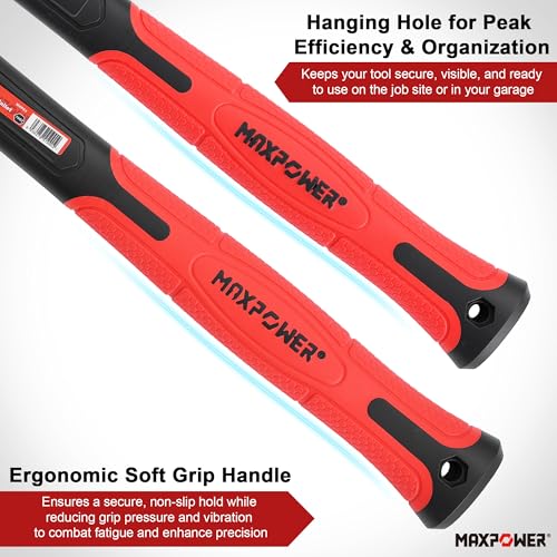 MAXPOWER 3-Piece Hammer Set, 5lbs Dead Blow Hammer, 16oz Rubber Mallet, 35mm Double-Faced Soft Mallet,Non-Marring Striking Tools for Automotive, Woodworking & Assembly - style: 3PCS