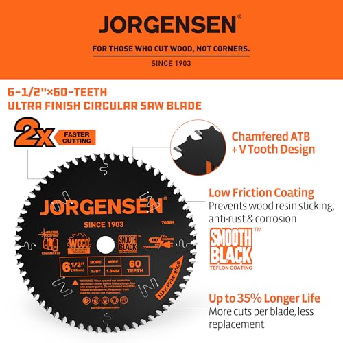 JORGENSEN 6-1/2" 60T Circular Saw Blade, Carbide Tipped Finish Blade