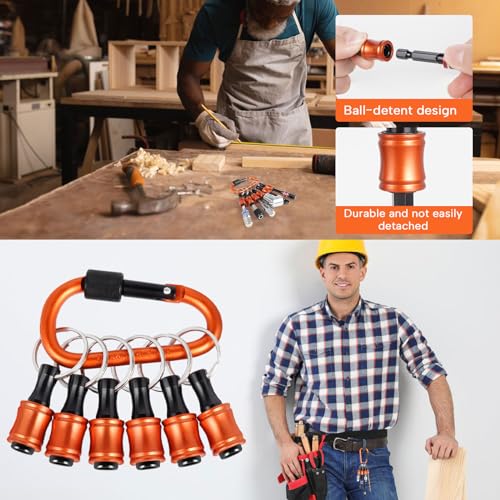 FACAINCXS Bit Holder 1/4 inch Hex Shank Screwdriver Bits Holder Extension Bar Keychain Screw Adapter Drill Change Hand-held Screwdrivers Drill Bits Holder Portable - color: 6pcs-a-sct