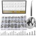 814 Pieces Phillips Pan Head Machine Screws Nuts Washers Kit, Kindroufly M3 M4 M5 M6 Screw Assortment Kit, Metric Screw Set, Bolts and Nuts, Machine Screws, 304 Stainless Steel, Fully Machine Thread - size: M3/M4/M5/M6, style: Phillips Pan Head