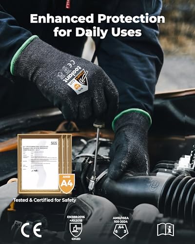 toolant ComfyCut A4 Cut Resistant Work Gloves, 3 Pairs, Dark Gray, Medium - size: Medium