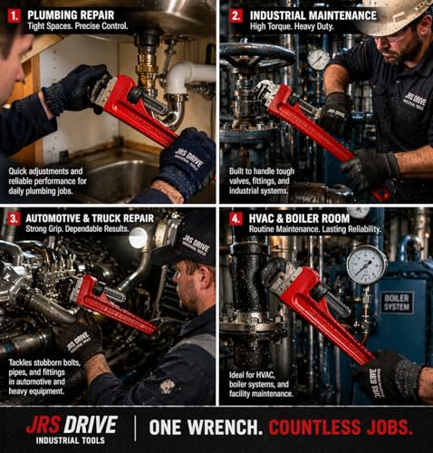 1 Piece Pipe Wrench 24 inch Heavy Duty Adjustable Plumbing Wrench Construction & Heavy-Duty Applications for Industrial & Professional Use E-2049 - size: 24 inch