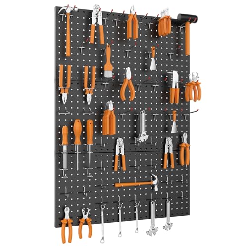 WALMANN 96 PCS Pegboard Kit with Hooks, 36x24 in Tools Storage Pegboard - color: Black