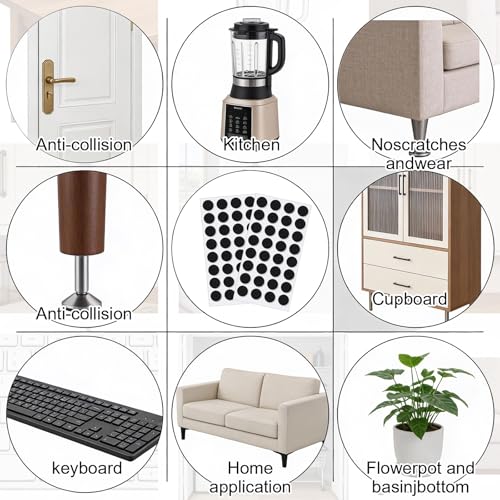 Nogeqi 320PCS Small Felt Pads, 3/8" Round Felt Dots with Adhesive Backing, Small Furniture Pads Self Adhesive Cushion Dots for Cabinet Door Bumpers Coasters Desks Drawers (Black)