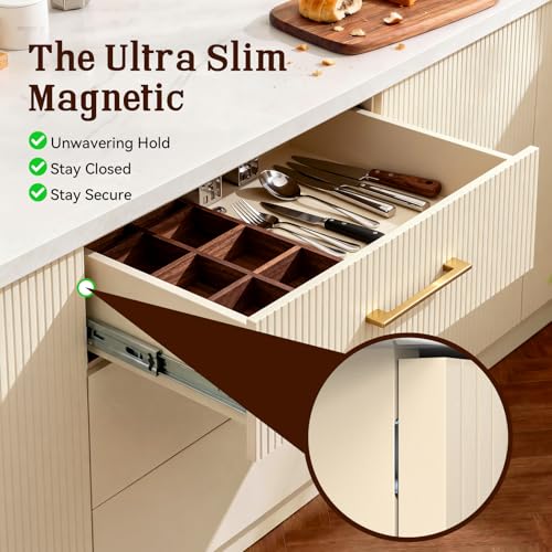 PHIXBEAR No Drill Magnetic Cabinet Door Catch with Adhesive – Stainless Steel, Adhesive Drawer Magnets for Kitchen Cabinets, Bathroom, RV – No Screws Needed 1.6” x 0.8” 4 Pack Black - color: Black