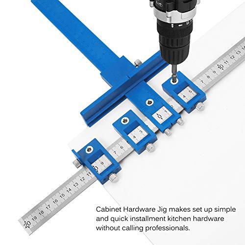 Joywayus Drill Punch Locator Cabinet Hardware Jig Template Woodworking Accurate Drilling Tool Father's Day Gift - color: Blue-abs