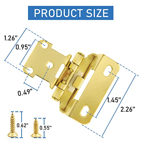20 Pack (10 Pairs) 1/2 Inch Overlay Partial Wrap Hinges Brass Gold - color: Brass Gold, size: 20 Pack (10 Pairs)