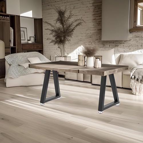 22 Inch Metal Desk Table Legs, Trapezoid Metal Coffee Table Legs,Heavy Duty Industrial Dinning Desk Leg with Adjustment Feet Pads (Bear Up to 800lb) - size: 22 '' Trapezoid