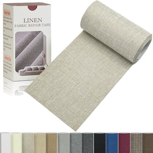 Gheeidau Linen Repair Tape 4x70 Inch Self-Adhesive Couch Patch Repair Fabric Patch for Furniture,Sofas,Cushion,Chairs,Bags,Linen Goods(Oatmeal) - color: Oatmeal