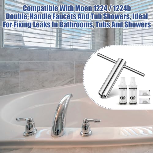 Enhon 2 Tub Faucet Cartridge, Removal Tool Compatible with Moen 1224 1224B