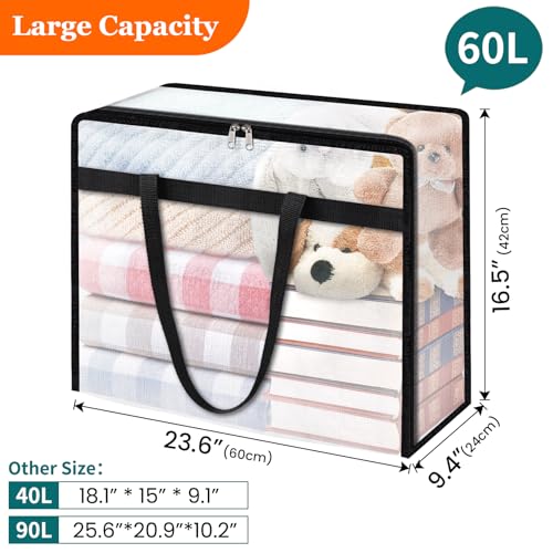 TasticTotes 6 Pack Clear Storage Bags for Comforter, Clothes & Bedding, 60L - size: 60L