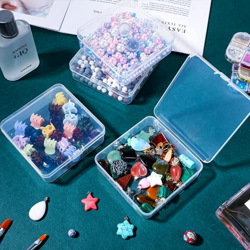 Jetec 6 Pieces Small Clear Plastic Storage Box, 3.7 x 3.7 x 1.2 Inch - size: 3.7 x 3.7 x 1.2 Inch