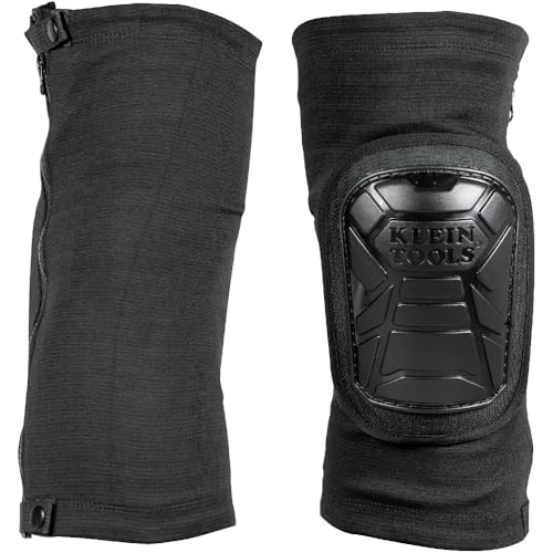 KLEIN TOOLS 60629 Tough-Flex Knee Sleeves for Work, Construction, Low-Profile Sleeve with Zipper, Gel-Like Foam, Black, M/L - size: M/L