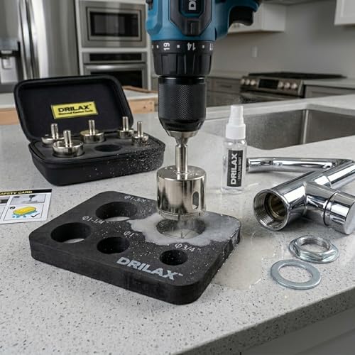 Drilax 5-Pc Diamond Hole Saw Set 3/4 to 1-1/2 Inch with Guide & Case - style: 5 Pcs Set 3/4" to 1-1/2"