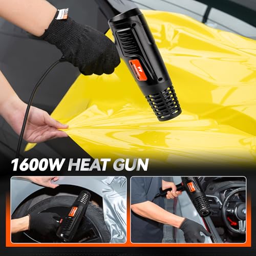 WRAPXPERT Car Wrap Tools Vinyl Wrap Tools Kit with Heat Gun, Vinyl Wrap Squeegees, Felt Buffers, Tucking Squeegees, Wrap Knife and Blades, Magnet Holders, Film Cutter, Masking Tape - color: Heat Gun Set