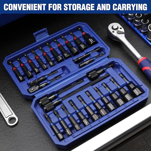 WORKPRO 27 PCS Magnetic Nut Driver Set with Quick-Release Extensions - size: 27PCS Magnetic Nut Driver Set