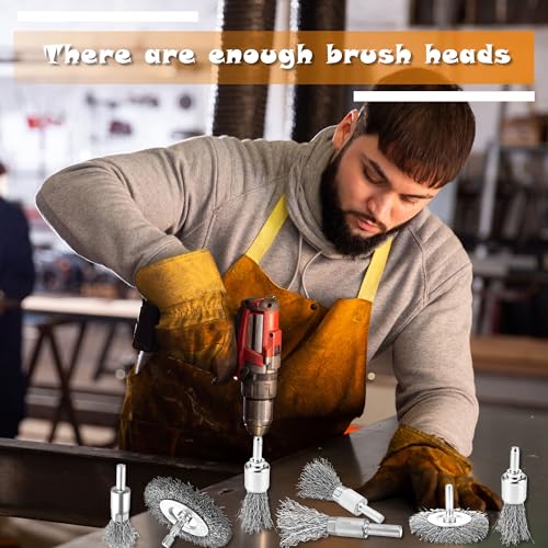 18 Pcs Stainless Steel Wire Wheel Brush Set for Drill Hex Shank Kit Coarse Carbon Pen Wire Wheel Power-Operated Grinders Detail Rust Paint Removal