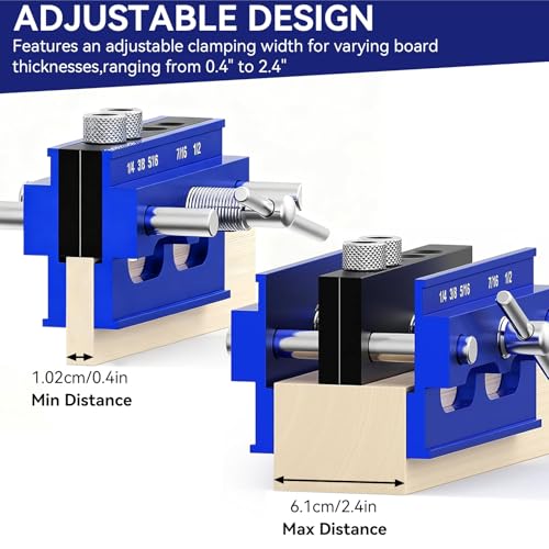 Self Centering Doweling Jig Kit, Drill Jig For Straight Holes Biscuit Joiner Set With 6 Drill Guide Bushings, Adjustable Width Drilling Guide Power Tool Accessory Jigs (L)