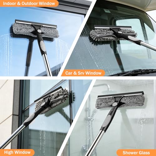 SetSail Window Squeegee with 66in Extension Pole 2-in-1 Window Cleaning Kit - color: Black Grey
