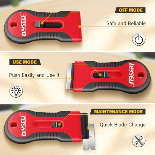 DIYSELF 2 Pack Razor Scraper, Glass Stove Top Scraper with 10 Blades - color: Red