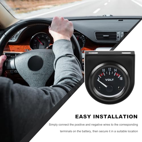 2" 52MM Car Voltage Gauge, DC 12V 8-16V Pointer Voltmeter with Backlight, Universal LED Light Voltage Meter Digital Volt Gauge for Trucks SUVs RVs, Car Accessories