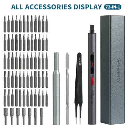 Mini Electric Screwdriver Set,Precision Electric Screwdriver，72-in-1 Magnetic Bits，3 Gears Torque, 3LED light,Magnetic Storage，Overload Protection, Repair Tool Set