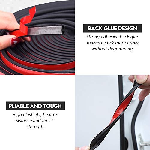 Universal Door Seal Strip for Car & Truck, Rubber Weatherstrip for Windows Sunroof & Engine Cover, Soundproof Protection(2 Rolls, 16.5 Ft Each) - size: 51/100" (W) x 1/5" (T) x 33' (L)