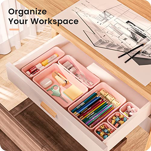 A-LuGei【𝟰𝟲𝗣𝗖𝗦【5 Size】 Tool Box Organizer Tray Divider Set, 【Pink】 Desk Drawer Organizer, Garage Organization and Storage Toolbox Accessories Rolling Tool Chest Cart Cabinet WorkBench Small Part - color: Pink