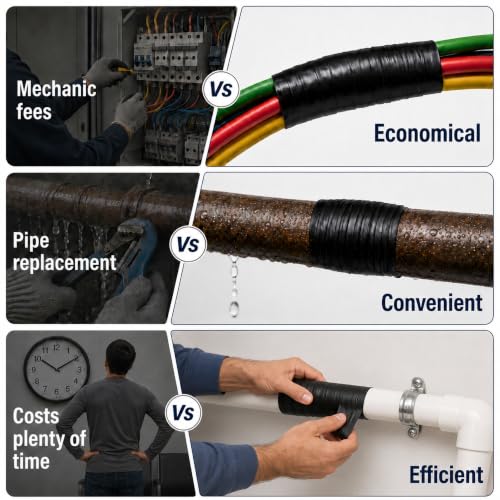 Self Fusing Silicone Tape 2 Rolls Flex Seal Tape 1 Inch x 10 Feet - color: Black