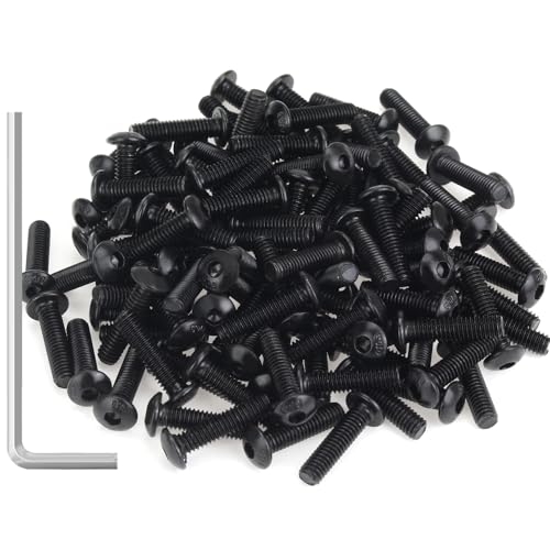 105 Pieces M4 x 16mm Button Head Socket Cap Screws, Thread Pitch 0.7mm, Sutemribor M4 Black Screws, 10.9 Grade Alloy Steel, Black Oxide Finish, Fully Threaded - size: M4 x 16mm, style: Button Head