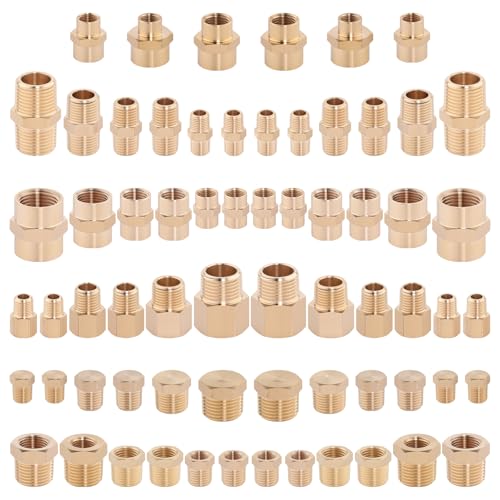 KOOTANS 66PCS Brass Pipe Fittings Assortment Kit Pipe NPT Set