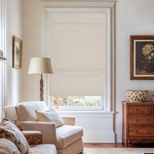 NICETOWN 100% Blackout French Door Curtain Adhesive Top & Magnetic Lift - color: Natural, size: 24"W x 72"L (Pack of 1)