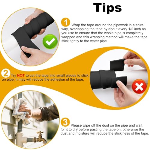 DEMEDO Pipe Insulation Tape, Pipe Wrap Insulation Foam Tape Self Adhesive, Outdoor Water Pipe Insulation Roll for HVAC, AC Line Insulation, 5 inch x 16.5 FT Heat Tape for Water Pipe, Black - style: 5" wide x 1/8" thick x 16.5ft long