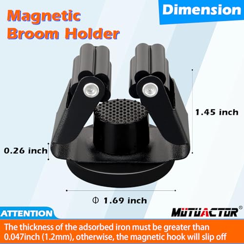 MUTUACTOR Magnetic Broom Holders,8PCS Anti-Slip Magnetic Mount Storage Broom Holder with Rubber Grippers, 12lbs Heavy Duty Magnetic Tool Holder for Work Garage Laundry Kitchen RV Van Accessories - style: Anti-slip,Black,8PCS