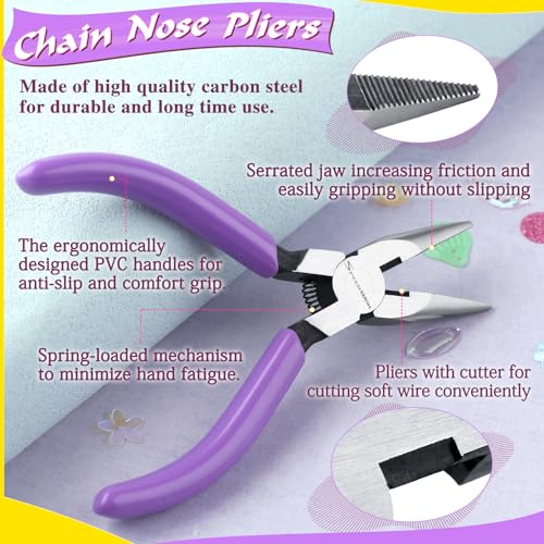 SPEEDWOX Mini Long Nose Pliers With Serrated Jaw and Chain Nose Pliers for Jewelry Making and Hobby Craft DIY - style: Long Nose Pliers