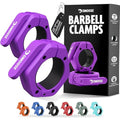 DMoose Fitness Barbell Clips 2 Inch (Pair) - Quick Release Olympic Barbell Clamps & Collars with Anti Slip TPR Grip for Secure Weightlifting and Powerlifting - Weight Clips for Bars at Home or Gym - color: Purple, style: Non Magnetic