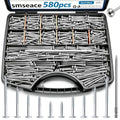 smseace 580Pcs Pocket Hole Screws Assortment Kit #8 x 1, 1-1/4", 1-1/2", 2", 2-1/2" Zinc Coated Square Drive Pocket Screws with 150mm Drive Bit Wood Screw Set - color: Silver