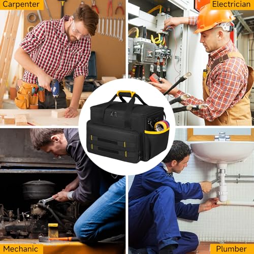 Tool Bag 15-Inch, Heavy-Duty Tool Storage Organizer, Portable Tool Box Tote - color: Black